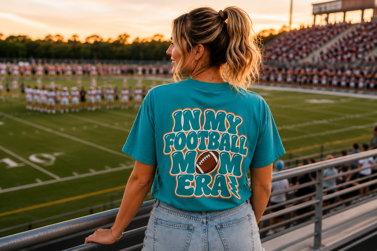 In My Football Mom Era Tee- Teal