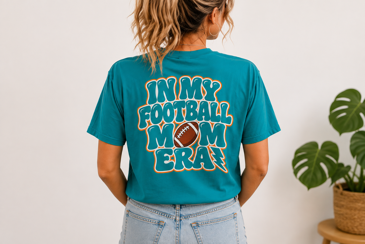 In My Football Mom Era Tee- Teal