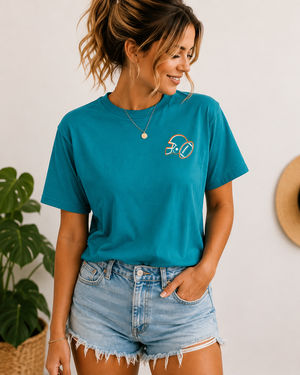 In My Football Mom Era Tee- Teal