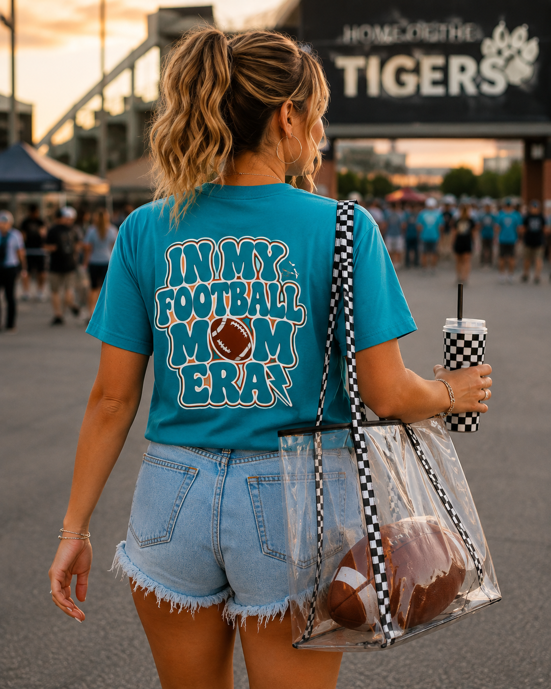 In My Football Mom Era Tee- Teal